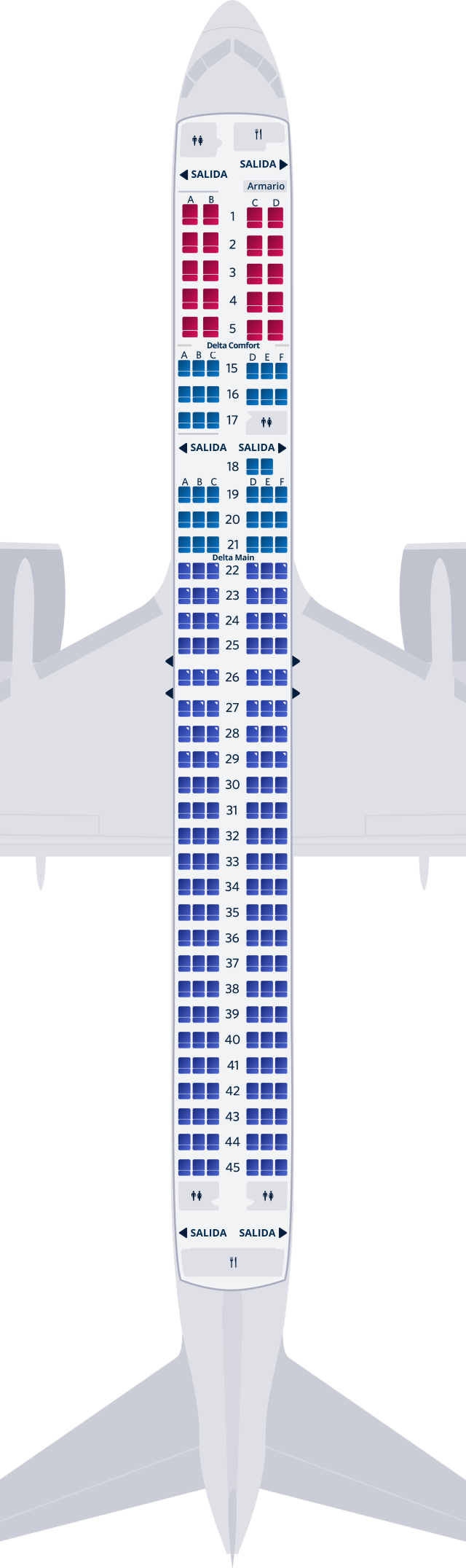 Mapa de asientos del Boeing 757-200-75D