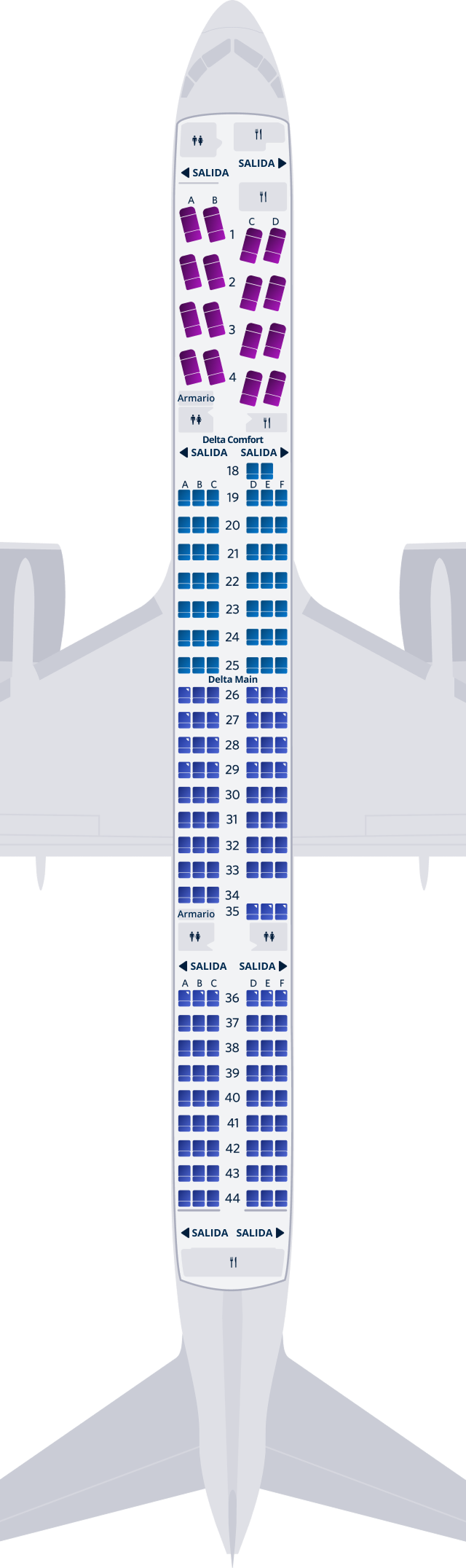 Mapa de asientos del Boeing 757-200-75S