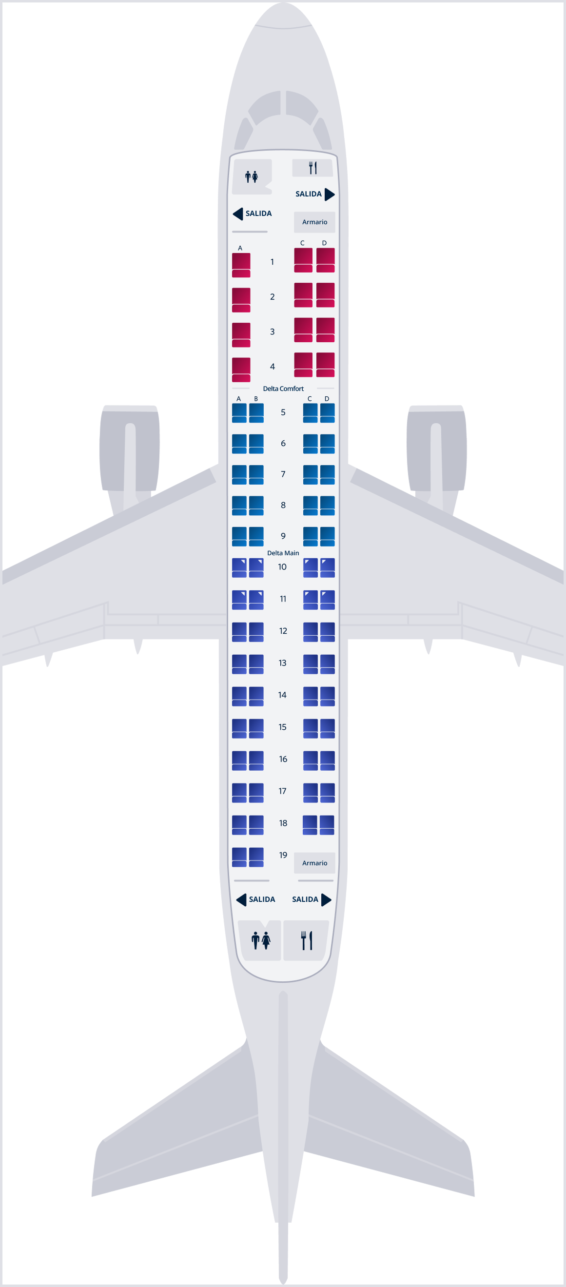 Mapa de asientos Embraer ERJ-175 (70)