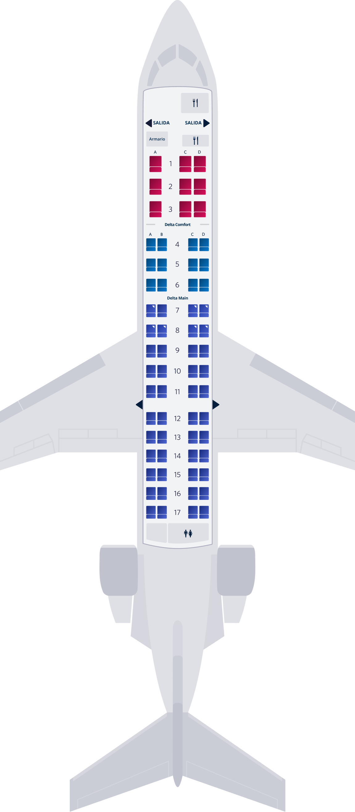 Mapa de (65) asientos de Bombardier CRJ-700
